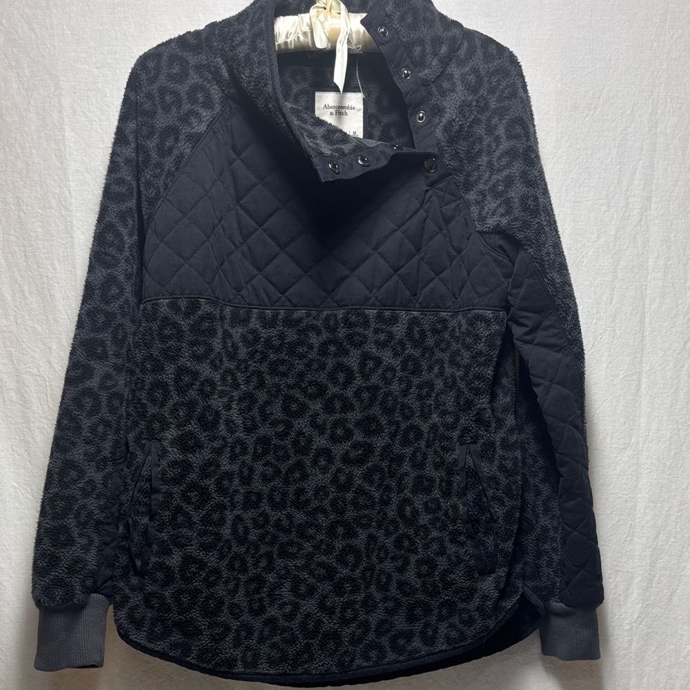 Abercrombie and Fitch Leopard Print Quarter Snap Pullover